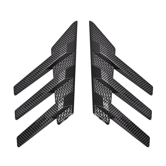 1 Pair Car Rear Windshield Air Cent Shark Fin Decorative Sticker, Carbon Pattern, Bright Black