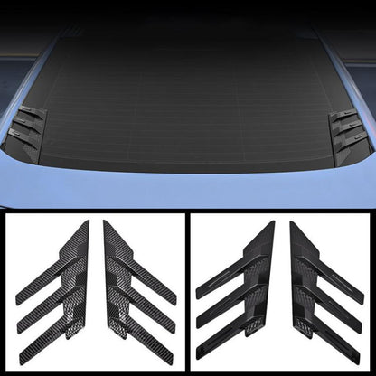 1 Pair Car Rear Windshield Air Cent Shark Fin Decorative Sticker, Carbon Pattern, Bright Black