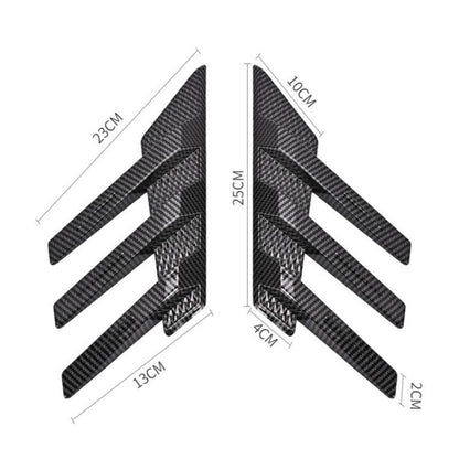 1 Pair Car Rear Windshield Air Cent Shark Fin Decorative Sticker, Carbon Pattern, Bright Black