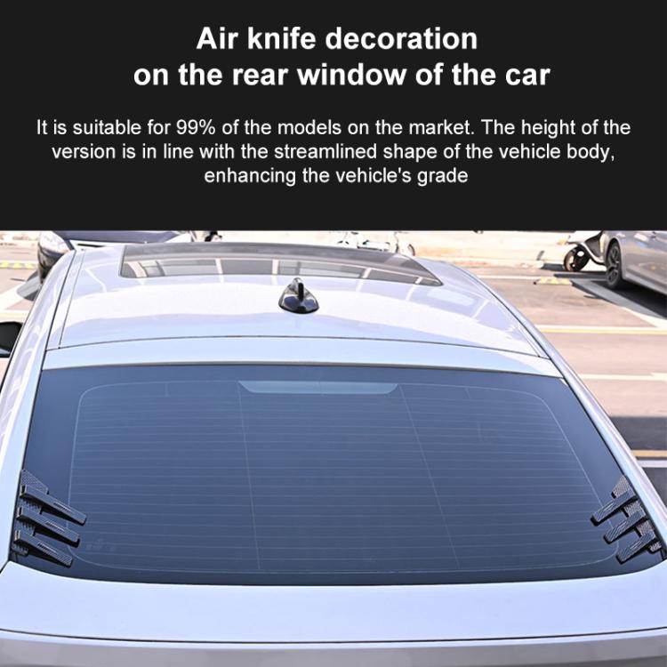 1 Pair Car Rear Windshield Air Cent Shark Fin Decorative Sticker, Carbon Pattern, Bright Black