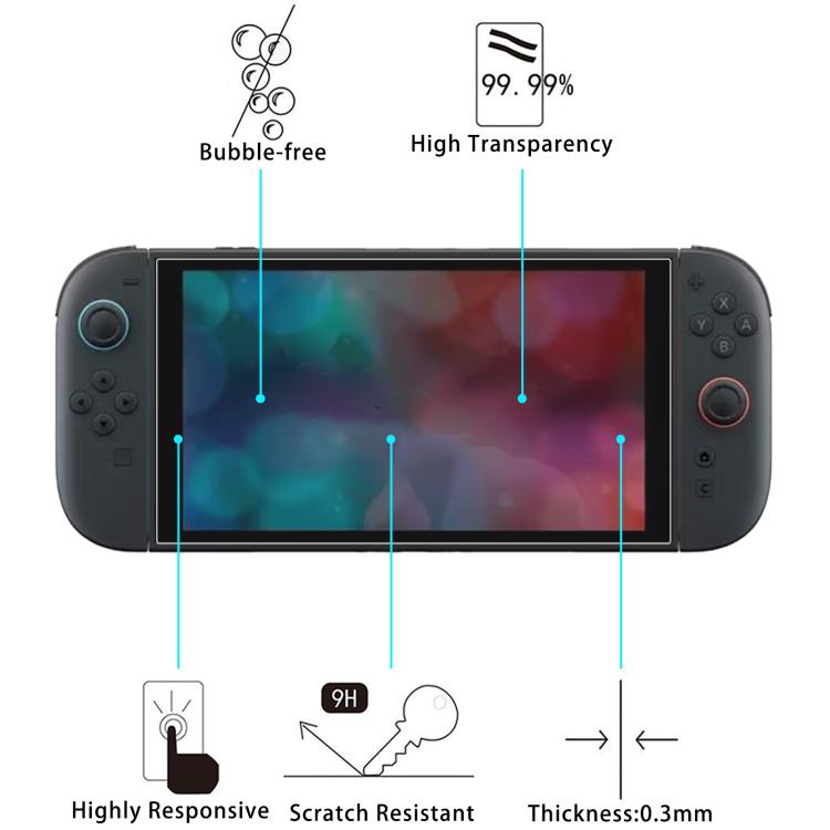 10pcs 0.26mm 9H 2.5D Tempered Glass Film, For Nintendo Switch 2 (10 PCS)