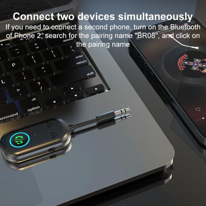 BR08T 2 in 1 Car Bluetooth AUX Receiver Transmitter Bluetooth Audio Adapter, BR08T
