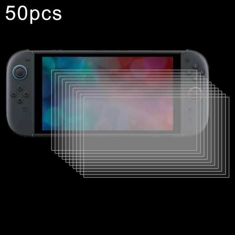 50pcs 0.26mm 9H 2.5D Tempered Glass Film, For Nintendo Switch 2 (50 PCS)