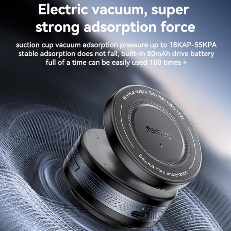 Yesido C310 15W Wireless Charging Vacuum Suction Cup MagSafe Car Holder with 360 Degree Rotating Base