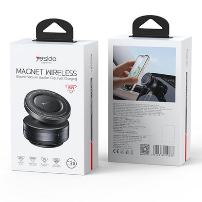 Yesido C310 15W Wireless Charging Vacuum Suction Cup MagSafe Car Holder with 360 Degree Rotating Base