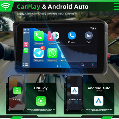 6 inch Motorcycle Wireless CarPlay and Android Auto Display Screen Navigator, A4126