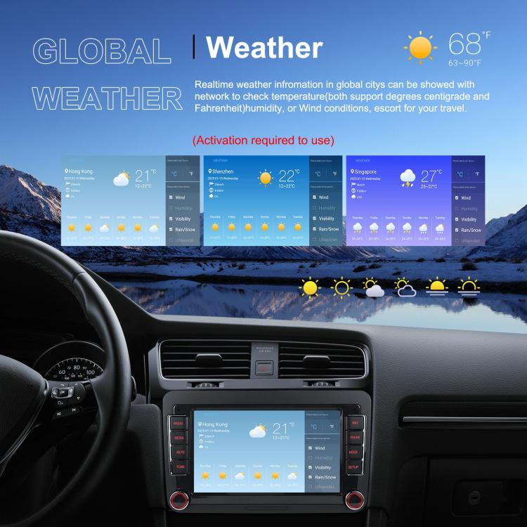 For Volkswagen Android 15 7 inch Horizontal Screen Car Player Car Central Control Navigation, Standard, Standard+AHD+Microphone
