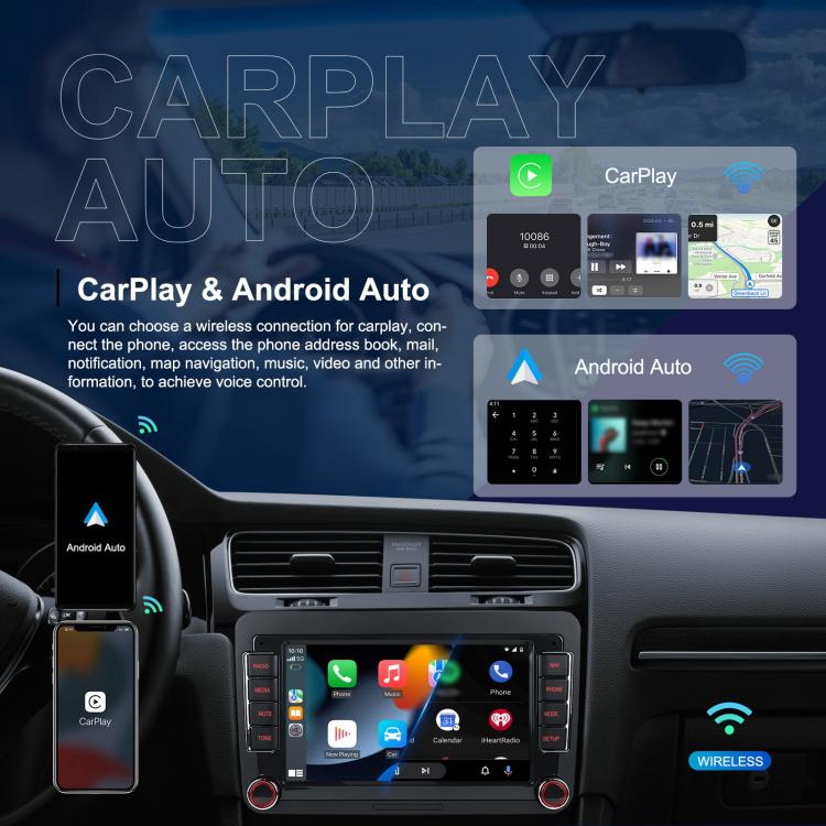 For Volkswagen Android 15 7 inch Horizontal Screen Car Player Car Central Control Navigation, Standard, Standard+AHD+Microphone