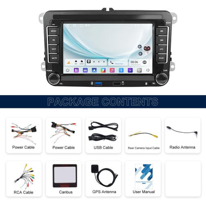 For Volkswagen Android 15 7 inch Horizontal Screen Car Player Car Central Control Navigation with Dual USB Ports, Standard, Standard+AHD+Microphone