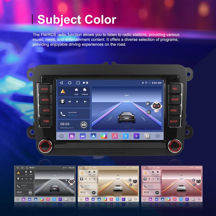 For Volkswagen Android 15 7 inch Horizontal Screen Car Player Car Central Control Navigation with Dual USB Ports, Standard, Standard+AHD+Microphone