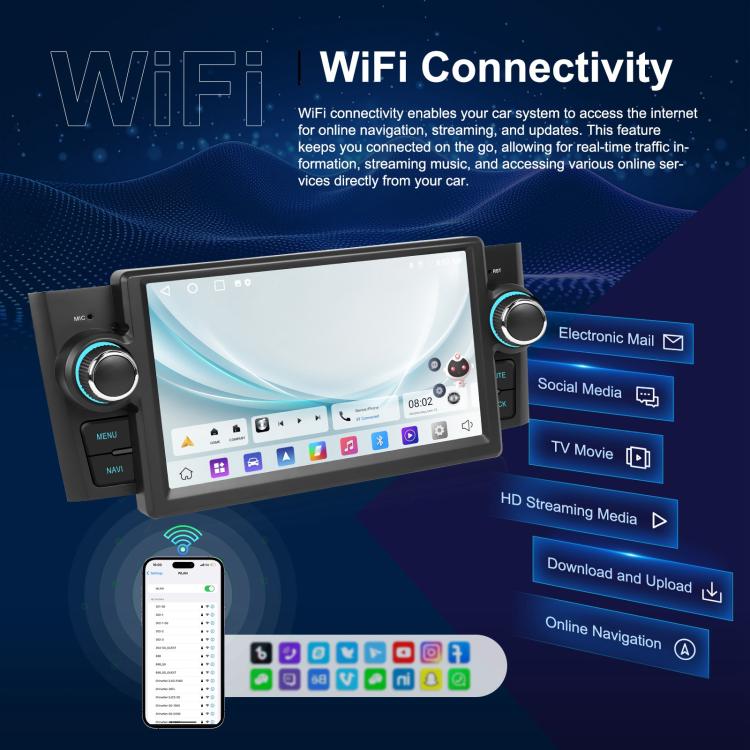 For Fiat Punto 2005-2009 Android 15 7 inch 4G+64G Car Central Control Audio Video Navigation, Standard, Standard+AHD+Microphone