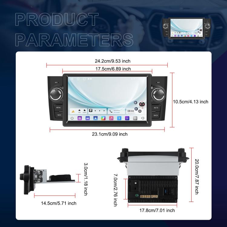 For Fiat Punto 2005-2009 Android 15 7 inch 4G+64G Car Central Control Audio Video Navigation, Standard, Standard+AHD+Microphone