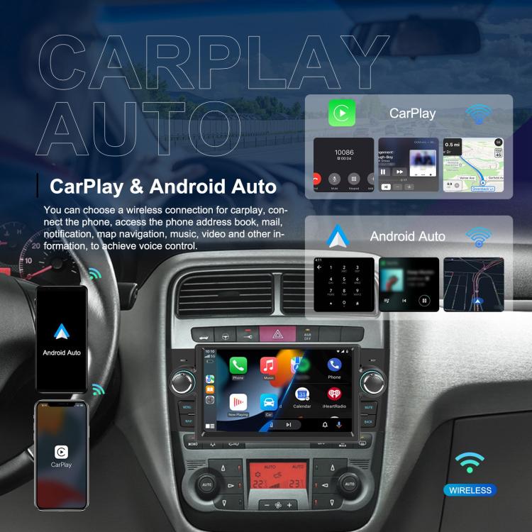 For Fiat Punto 2005-2009 Android 15 7 inch 4G+64G Car Central Control Audio Video Navigation, Standard, Standard+AHD+Microphone