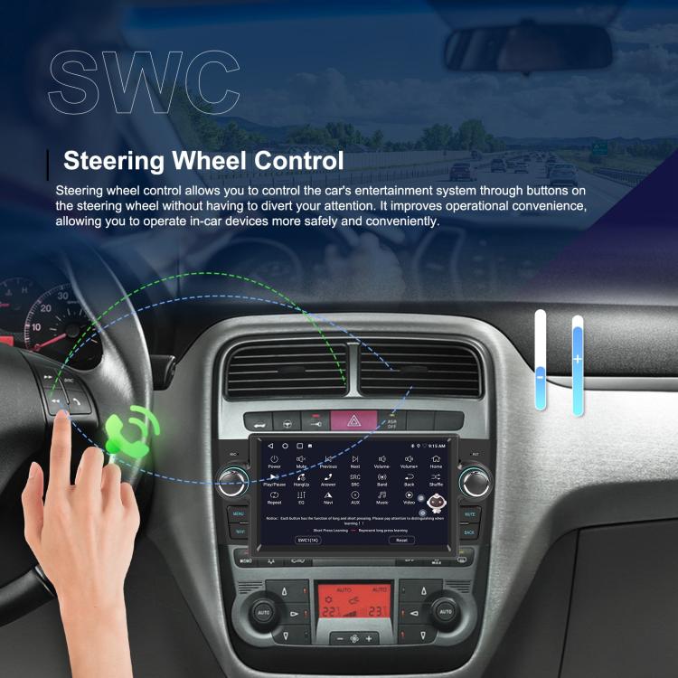 For Fiat Punto 2005-2009 Android 15 7 inch 4G+64G Car Central Control Audio Video Navigation, Standard, Standard+AHD+Microphone