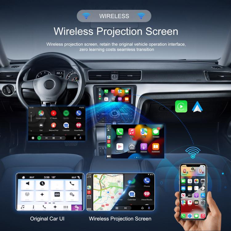 Car CarPlay and Android Auto Wired to Wireless Smart Box Adapter with Type-C Converter