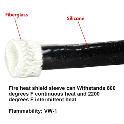 Silicone Fiberglass Fireproof Heat Shield Protective Sleeve Car Line Insulation Protection Cover, 1m Length, 10mm, 12mm, 16mm, 19mm