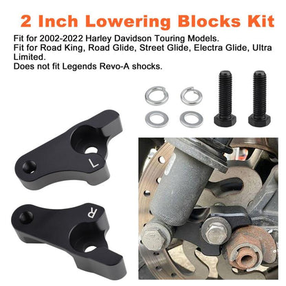 Motorcycle 2 inch Rear Slam Shock Lowering Blocks Kits for Harley 2002-2022