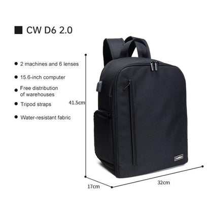 Cwatcun D6 Large II Camera Backpack Outdoor Waterproof Nylon DSLR Photography Bag, 32 x 17 x 41.5cm