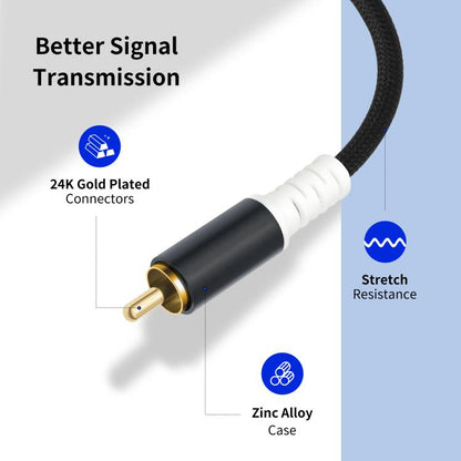 2 RCA Male to 2 RCA Male Audio Cable, 1m, 2m, 3m, 5m, 7.6m