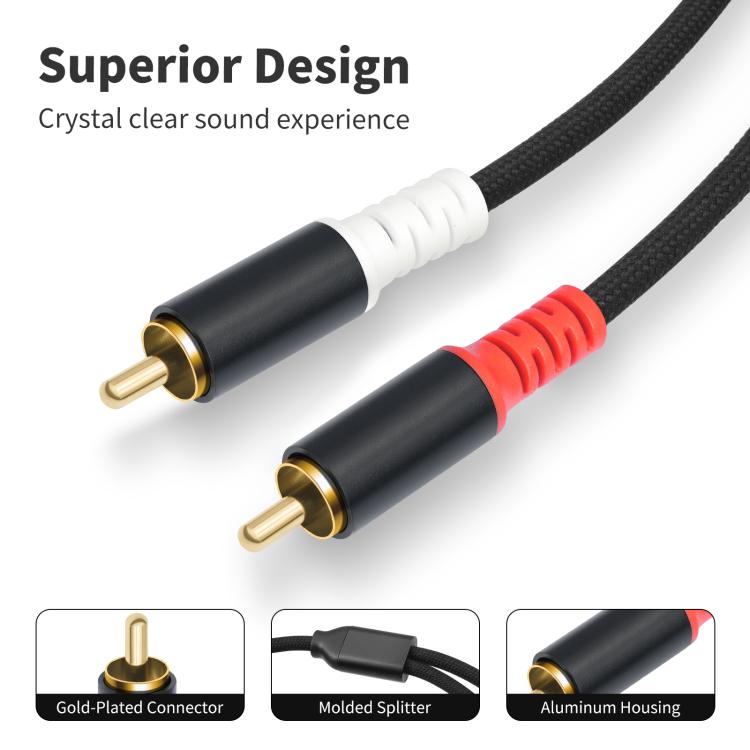 2 RCA Male to 2 RCA Male Audio Cable, 1m, 2m, 3m, 5m, 7.6m