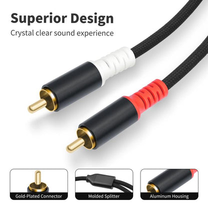 2 RCA Male to 2 RCA Male Audio Cable, 1m, 2m, 3m, 5m, 7.6m