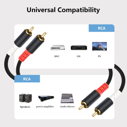 2 RCA Male to 2 RCA Male Audio Cable, 1m, 2m, 3m, 5m, 7.6m
