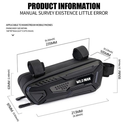 WILD MAN M40 Mountain Bicycle Front Beam Triangle Bag TPU Carbon Fiber Hard Shell Bag Cycling Equipment, M40
