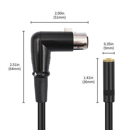 3.5mm Female to XLR Female Elbow Audio Converter Adapter Cable, 3.5mm Female to XLR Female Elbow