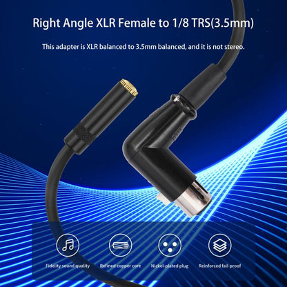 3.5mm Female to XLR Female Elbow Audio Converter Adapter Cable, 3.5mm Female to XLR Female Elbow