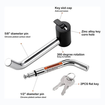 5/8 inch and 1/2 inch Car American Towing Hitch Metal Lock, 5/8 inch and 1/2 inch