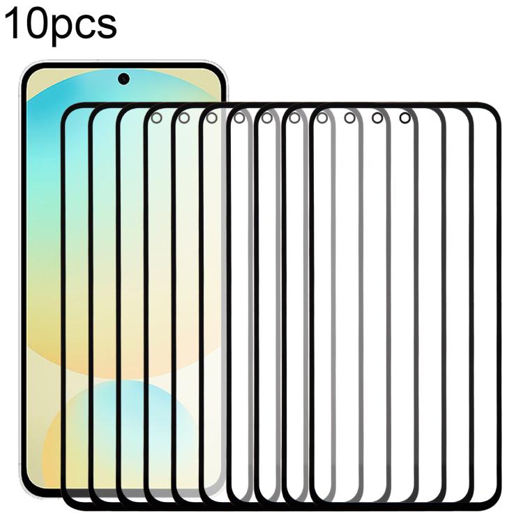 10pcs Front Screen Outer Glass Lens with OCA Optically Clear Adhesive, For Galaxy S26+ SM-S947B, For Galaxy M07 SM-M075F, For Galaxy M17 SM-M176B, For Galaxy S26 SM-S942B, For Galaxy A57 SM-A576B, For Galaxy A37 SM-A376B, For Galaxy S25 FE SM-S731B