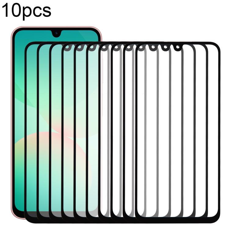 10pcs Front Screen Outer Glass Lens with OCA Optically Clear Adhesive, For Galaxy S26+ SM-S947B, For Galaxy M07 SM-M075F, For Galaxy M17 SM-M176B, For Galaxy S26 SM-S942B, For Galaxy A57 SM-A576B, For Galaxy A37 SM-A376B, For Galaxy S25 FE SM-S731B