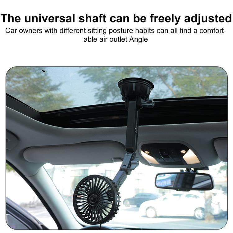 Multifunctional Car Suction Cup Fan 360 Degree Rotation Adjustable Single Head Fan, Short Rod, Long Rod