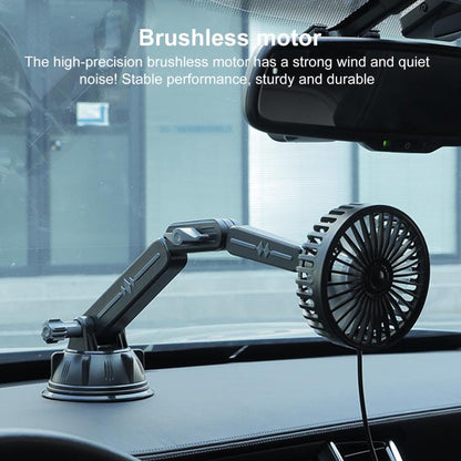 Multifunctional Car Suction Cup Fan 360 Degree Rotation Adjustable Single Head Fan, Short Rod, Long Rod