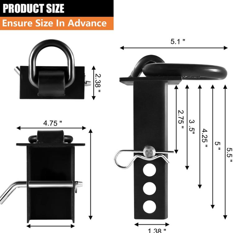 Car Stake Pocket D-Ring Hitch Pin Trailer Traction Connection Accessories, Car Stake Pocket D-Ring