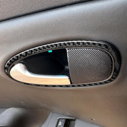 4pcs/Set Carbon Fiber Car Inner Door Handle Panel Decorative Sticker for SEAT Leon 2005-2012, Left and Right Driver, Inner Door Handle Panel