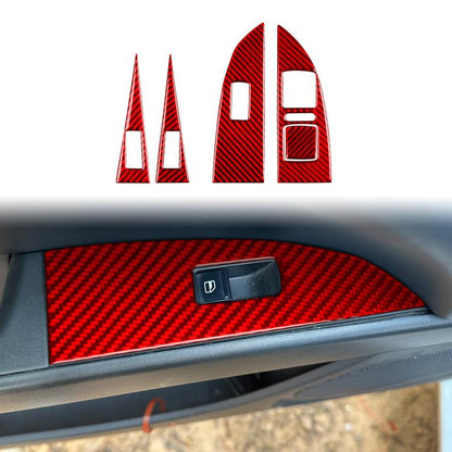 5pcs/Set Carbon Fiber Car Lifting Panel Decorative Sticker for SEAT Leon 2005-2012, Lifting Panel, Left Driver, Lifting Panel, Right Driver