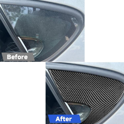 2pcs/Set Carbon Fiber Car Rear Triangle Window Decorative Sticker for SEAT Leon 2005-2012, Left and Right Driver, Rear Triangle Window