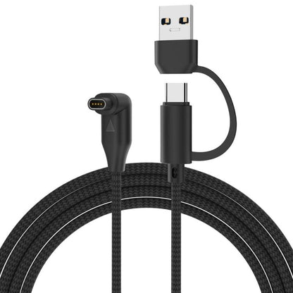 For Garmin 2 in 1 Type-C and USB-A Braid Watch Charging Cable, Length: 1m, Straight Head, Elbow Head