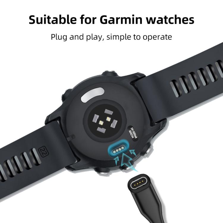 For Garmin 2 in 1 Type-C and USB-A Braid Watch Charging Cable, Length: 1m, Straight Head, Elbow Head