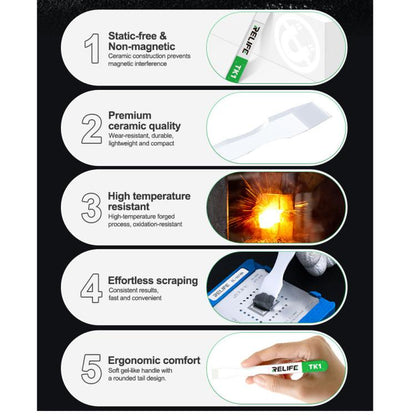 Relife TK1 Non-magnetic Anti-static Ceramic Scraper, Relife TK1