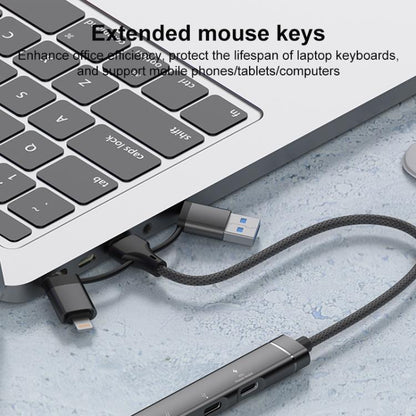 USB / Type-C / 8 Pin to PD, 2 x USB, 2 x Type-C HUB Adapter 5 in 1 Docking Station, 5-in-1