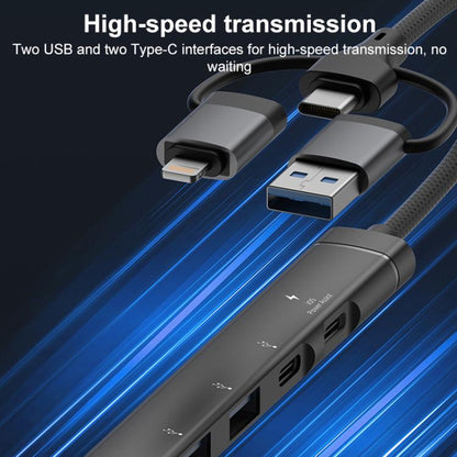 USB / Type-C / 8 Pin to PD, 2 x USB, 2 x Type-C HUB Adapter 5 in 1 Docking Station, 5-in-1