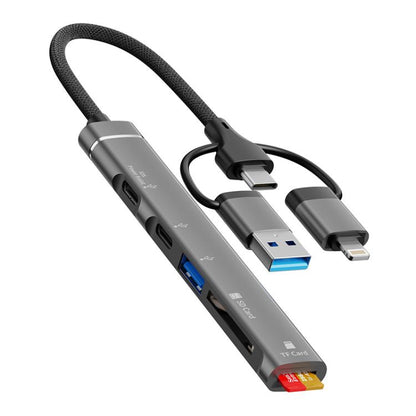USB / Type-C / 8 Pin to TF / SD Card Reader, USB, Type-C HUB Adapter 5 in 1 Docking Station, 5-in-1 Card Reader