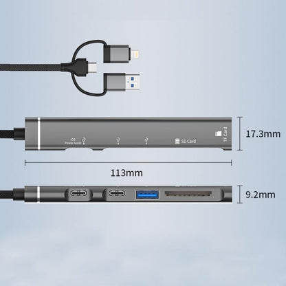 USB / Type-C / 8 Pin to TF / SD Card Reader, USB, Type-C HUB Adapter 5 in 1 Docking Station, 5-in-1 Card Reader