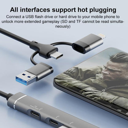 USB / Type-C / 8 Pin to TF / SD Card Reader, USB, Type-C HUB Adapter 5 in 1 Docking Station, 5-in-1 Card Reader