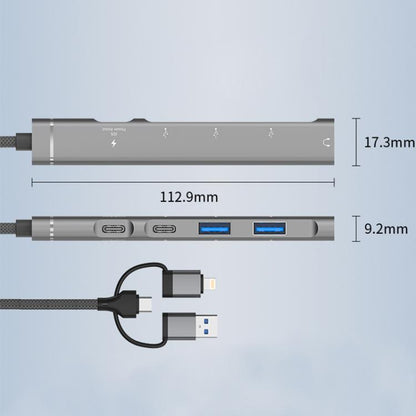 USB / Type-C / 8 Pin to 3.5mm, PD, 2 x USB, Type-C HUB Adapter 5 in 1 Docking Station, 5-in-1 3.5mm