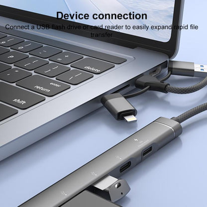 USB / Type-C / 8 Pin to 3.5mm, PD, 2 x USB, Type-C HUB Adapter 5 in 1 Docking Station, 5-in-1 3.5mm