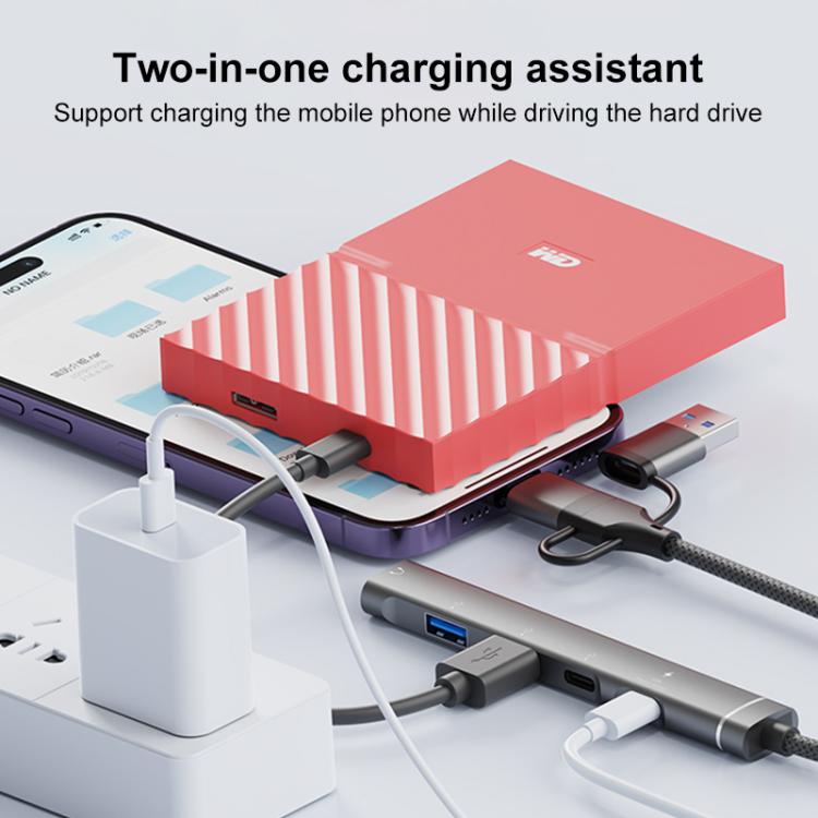 USB / Type-C / 8 Pin to 3.5mm, PD, 2 x USB, Type-C HUB Adapter 5 in 1 Docking Station, 5-in-1 3.5mm