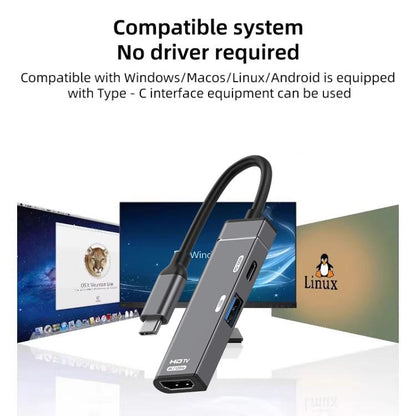 Type-C to Type-C, USB-A, HDMI HUB Docking Station, Type-C to Type-C+USB+HDMI